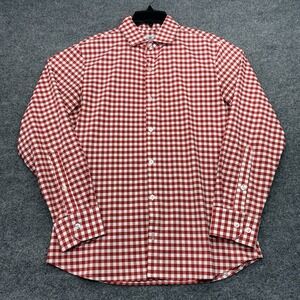 MIzzen+Main Men's Small Trim Fit Red &‎ White Check Long Sleeve Button Up Shirt